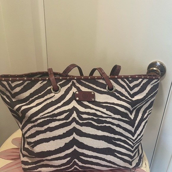 ANTONIO MELANI Zebra Print Tote with Brown Accents - Picture 1 of 6